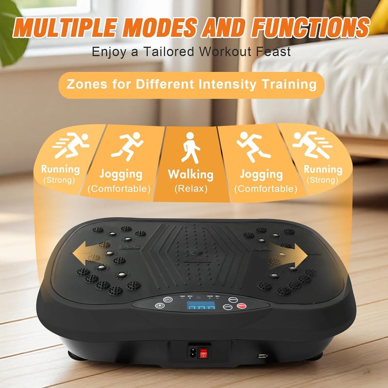 ALSO GO Vibration Plate Exercise Machine, 6 Workout Modes & 120-Level Vibration Platform for Weight Loss/Lymphatic Drainage, 400lbs Capacity Vibration Board with Resistance Bands for Full Body Workout - Image 5